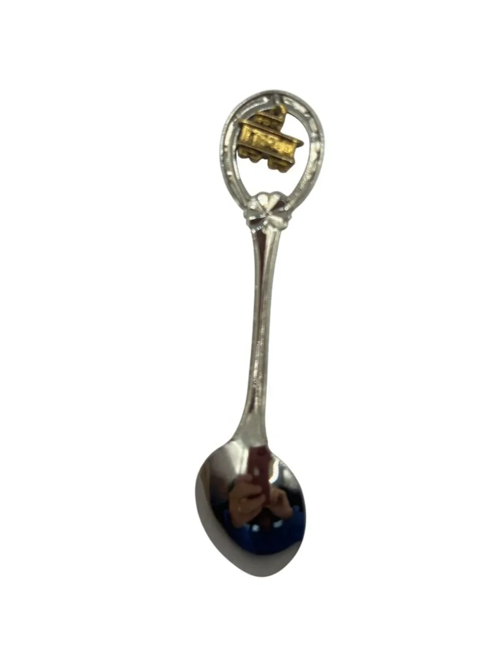 Amish Country Souvenir Spoon With Gold Train Charm & Clover Detail Collectible